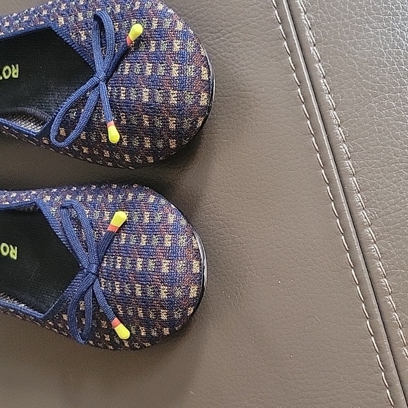 Rothy's The Bow Round Toe Evening Metallic Knit Fabric Ballet Flat - Picture 5 of 12